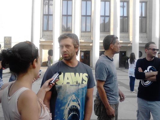 Калин Врачански  на протеста в Бургас