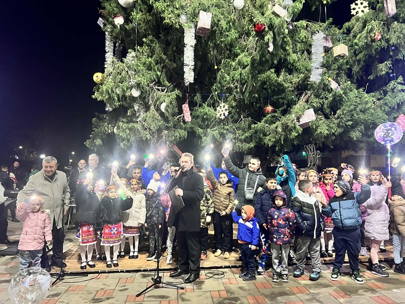Коледната елха в Камено грейна