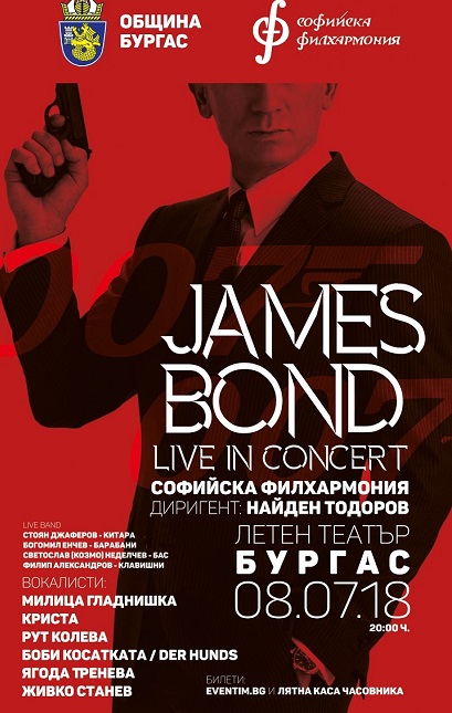 Саундтракът от поредицата за Агент 007 ще звучи в Летния театър през юли