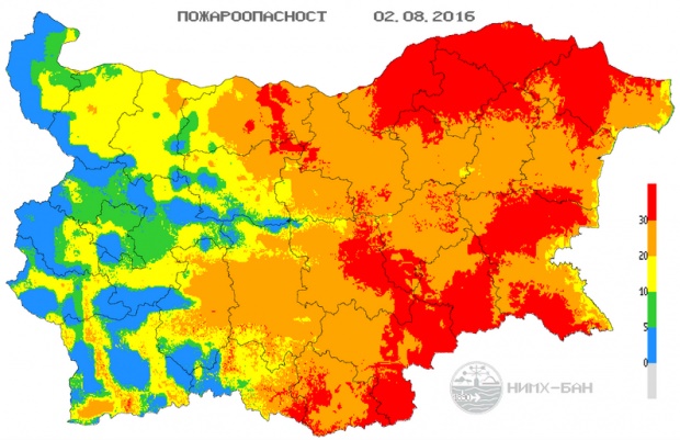 Код червено за опасност от пожари