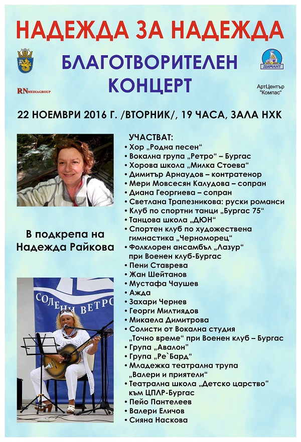 Благотворителен концерт за Надежда Райкова 