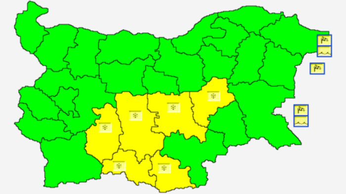 Жълт код в 6 области за снеговалежи