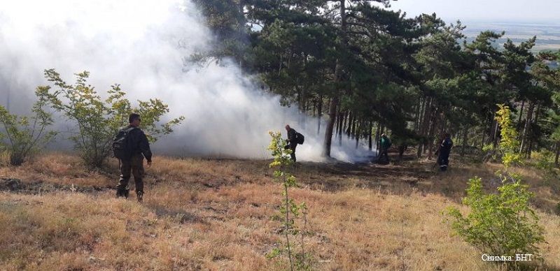 И военни се включиха в гасенето на пожара край старозагорското село Дълбоки