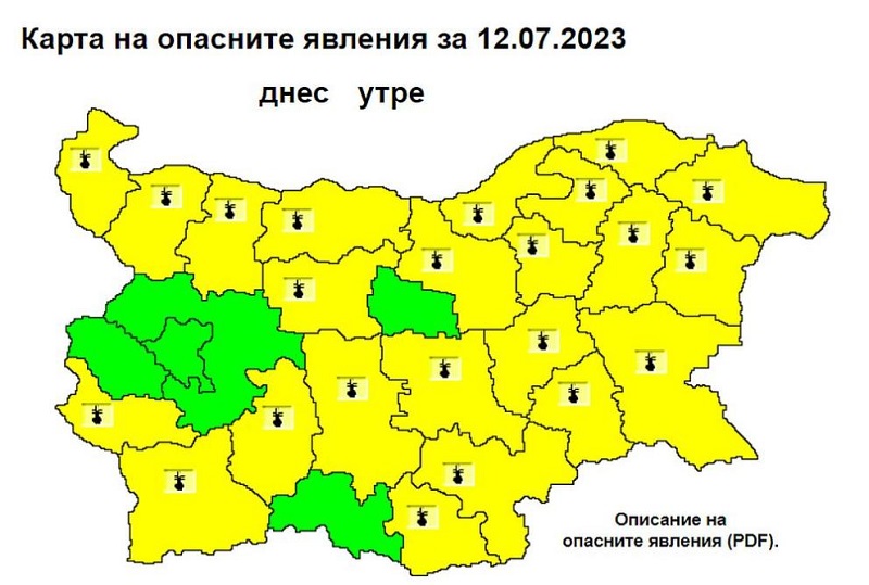 Внимание, горещо време: Жълт код в почти цялата страна