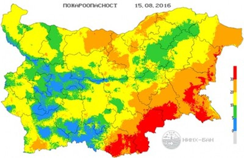 Код червено за опасност от пожари