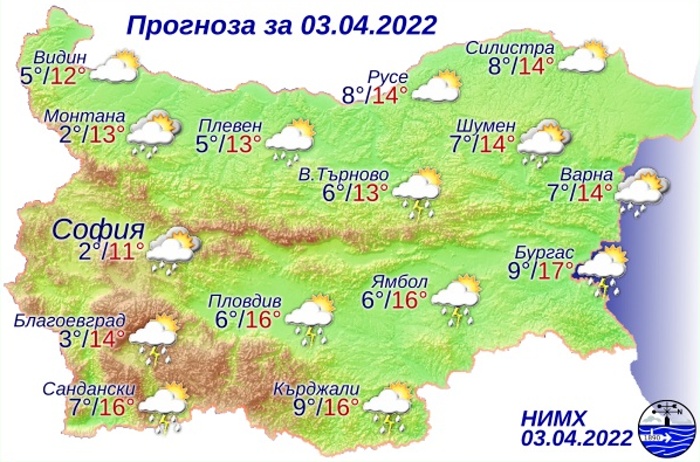 Времето днес: Първо тихо и слънчево, после дъжд и мълнии