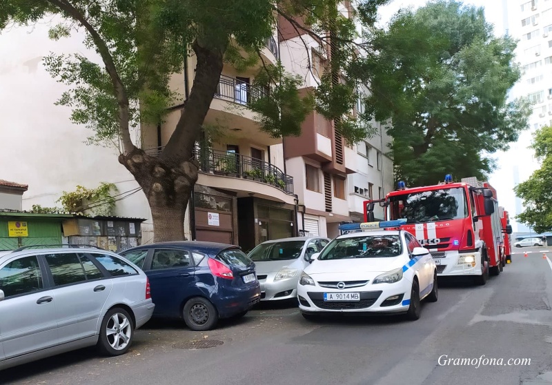 Полиция и пожарни задръстиха улица в „Лазур“