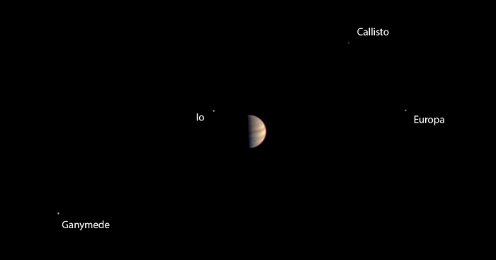 НАСА показа луните на Юпитер