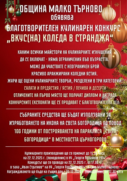 Не пропускайте конкурса с благотворителност Вкус(НА) Коледа в Малко Търново