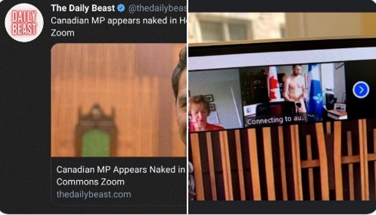 Канадски депутат се появи гол на онлайн заседание на парламента