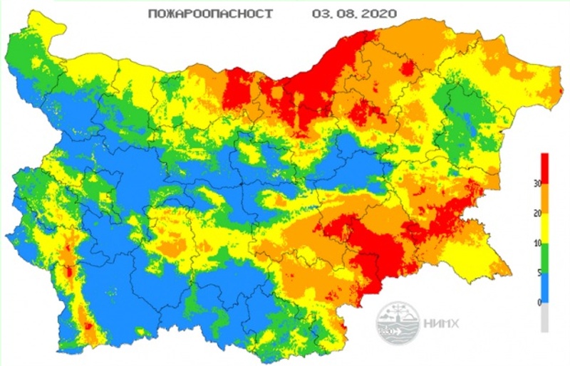 Ектремален индекс за опасност от пожари в Бургаско