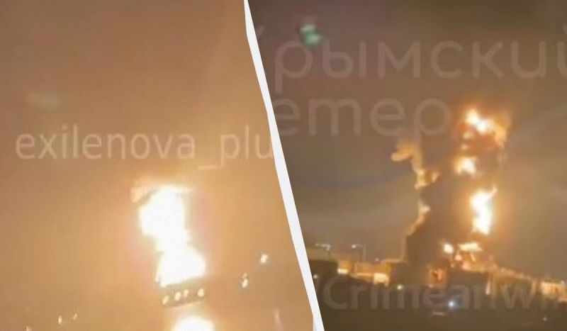 Украйна удари най-голямата нефтобаза в Крим, след експлозиите избухна голям пожар