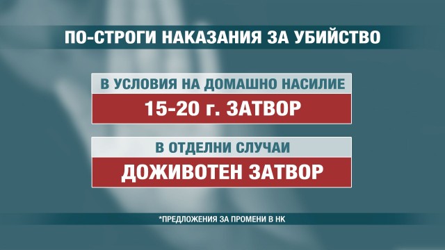 По-строги мерки предвиждат затвор до 20 г. за убийство при домашно насилие