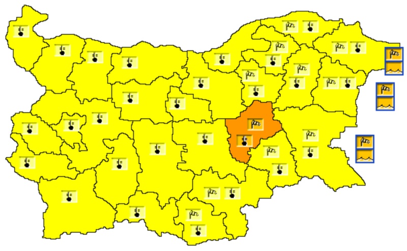 Жълт код за леден ден е обявен за 27 области в страната