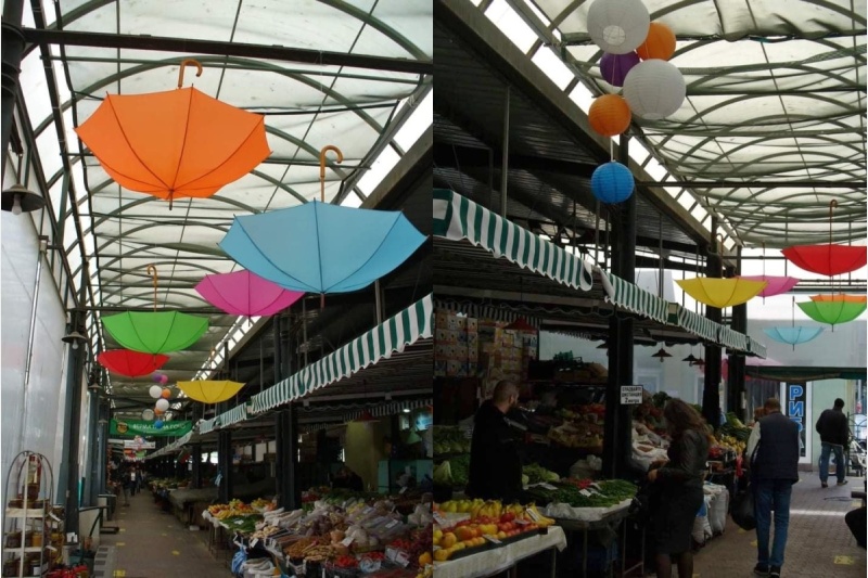 Цветни чадъри създават колорит на пазар Краснодар