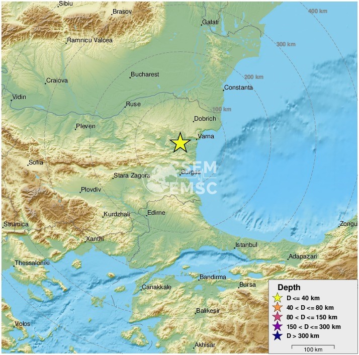 Земетресение край Варна