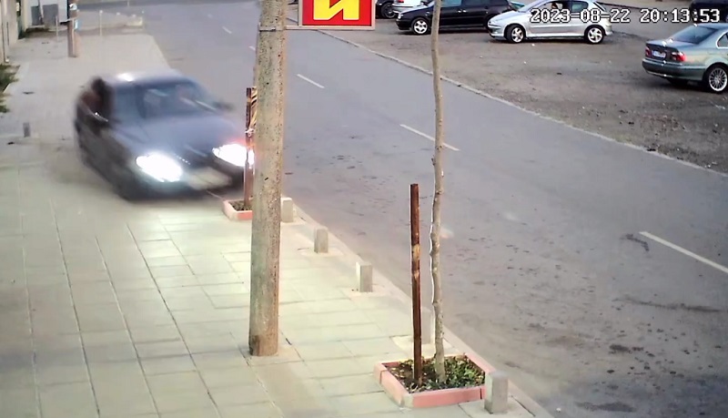 Джигит връхлетя на тротоар в Каблешково, помете дърво и избяга (ВИДЕО)