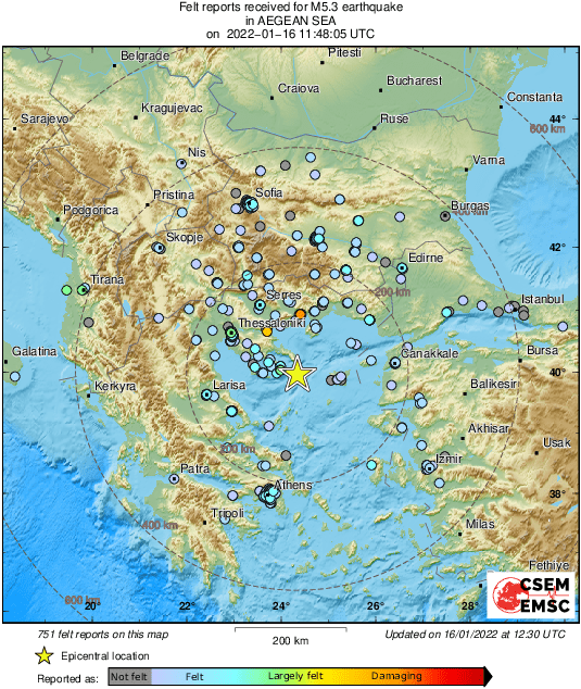 Силно земетресение в Гърция, усетено е и в България