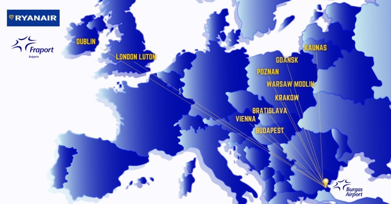 Ryanair подновява полетите си до летище Бургас