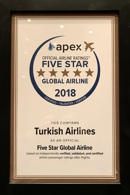 Turkish Airlines получи отличието Петзвездна глобална авиокомпания на APEX