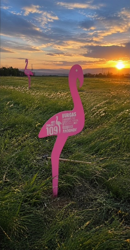 109 розови фламинги посрещнаха Giro d’Italia в Бургас